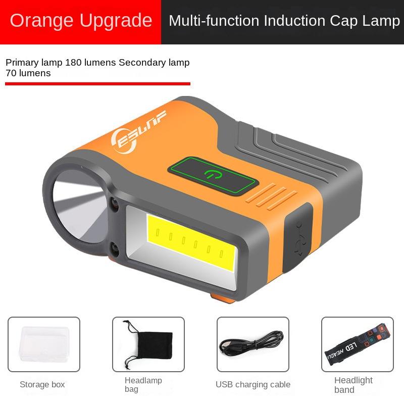 

Налобный фонарь COB LED налобный фонарь водонепроницаемый налобный фонарь индуктивный налобный фонарь для наружного освещения оранжевый