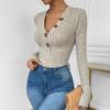 YYFS Women's Fashion Casual Fall Winter Solid Color Print Long Sleeve V-Neck Pullovers & Long Sleeves