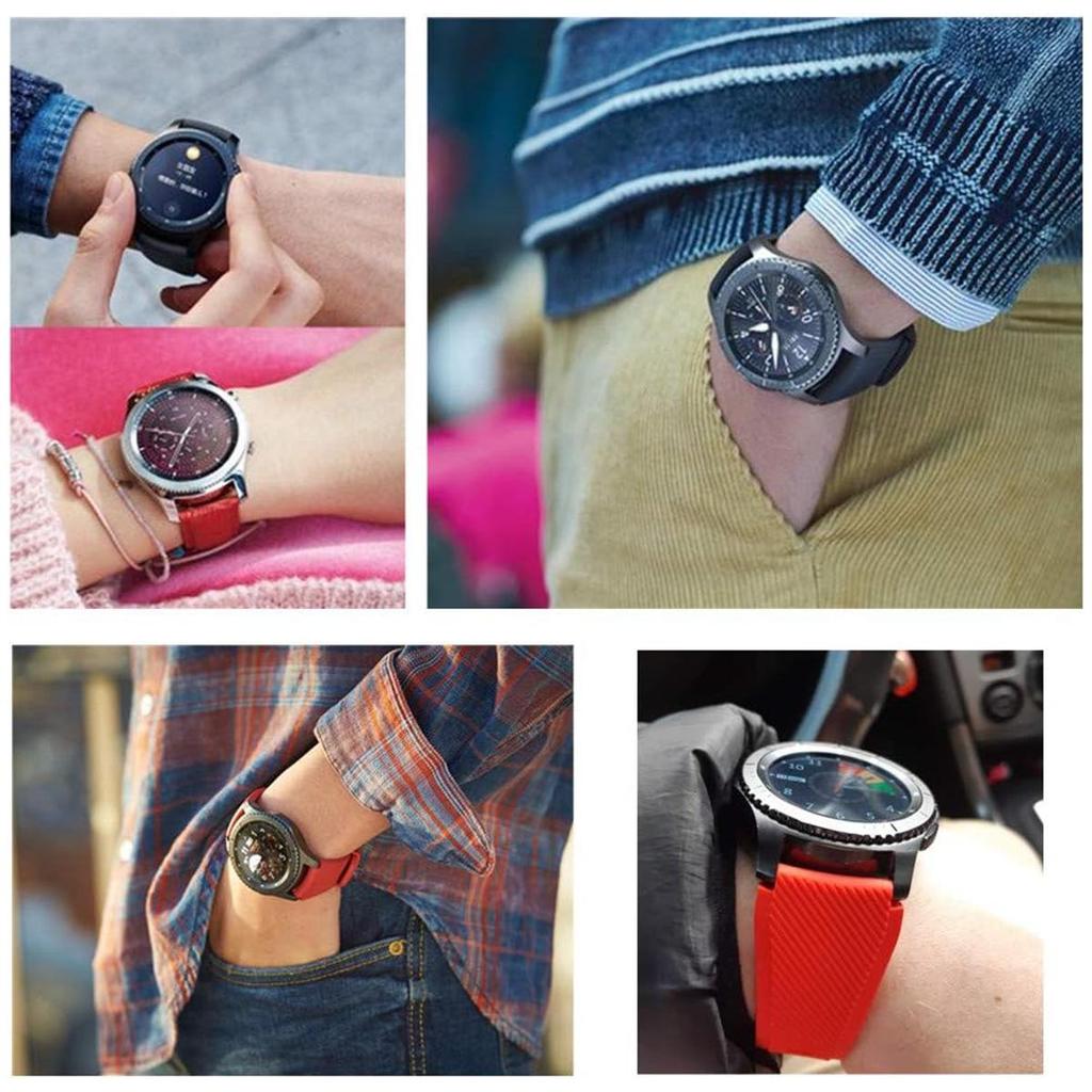 Samsung S3 Twill Silicone Watch Band 20/22mm Quick Release, Monochrome Silicone Strap, Compatible with Huawei