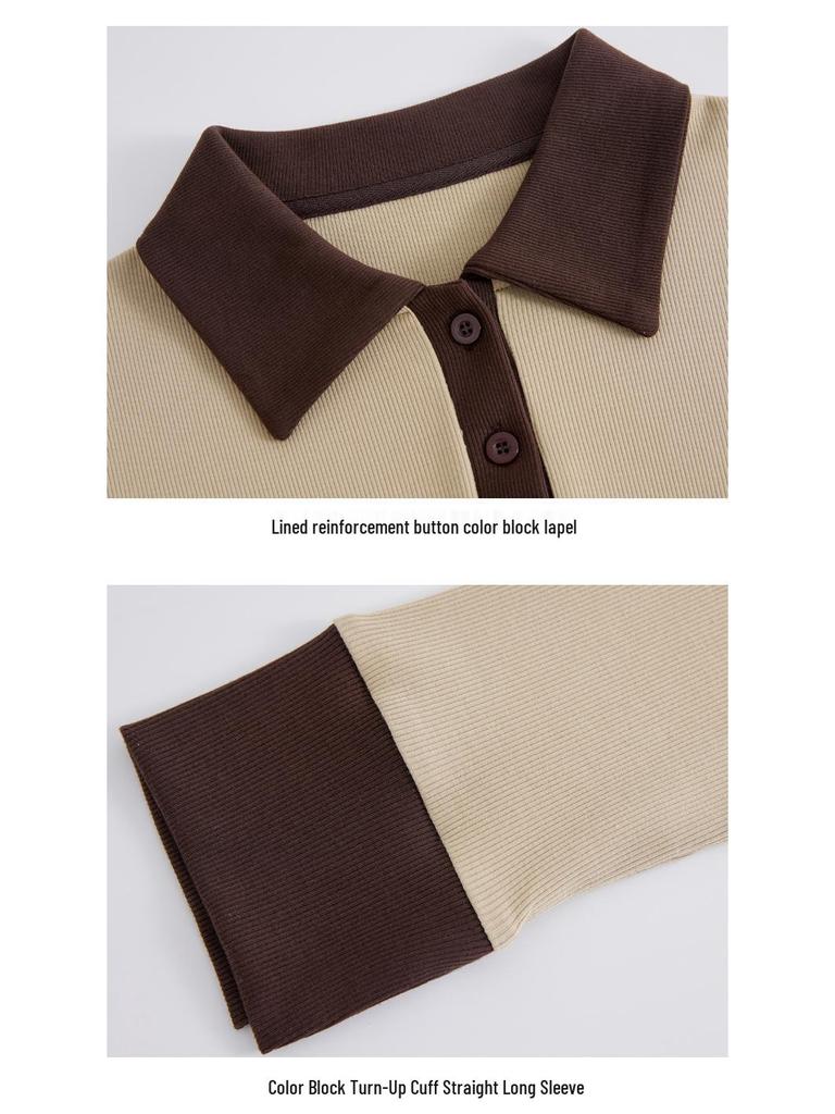 Polo Color Block de Manga Comprida com Gola Reversível para Mulher (Coleção Outono/Inverno 2025)