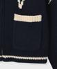 Fallett Drawing Garden Cowichan Knit Zip-Up Navy