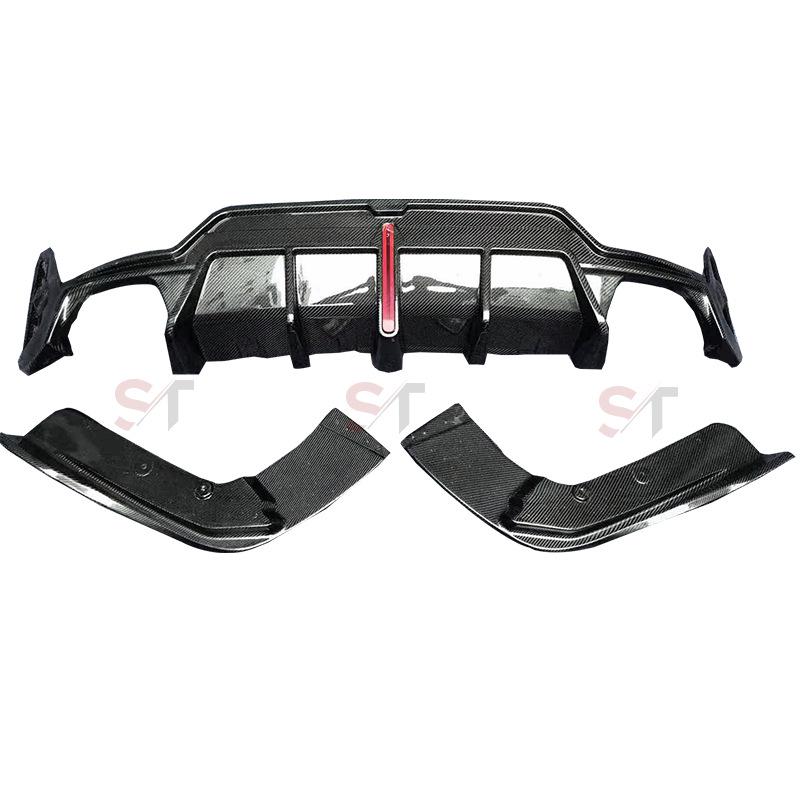 2023 BMW 3 Series G20/G28 Carbon Fiber V Style Rear Lip with Lighted Tail Corner Diffuser