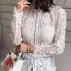 Women's Spring Lace Slimming Top High-Neck Lightweight Elegant Fitted Base Layer