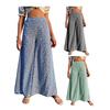 Women Pants High Waist Floral Print Wide Leg Trousers Vintage Style Loose Fit Casual Long Pants with Pockets