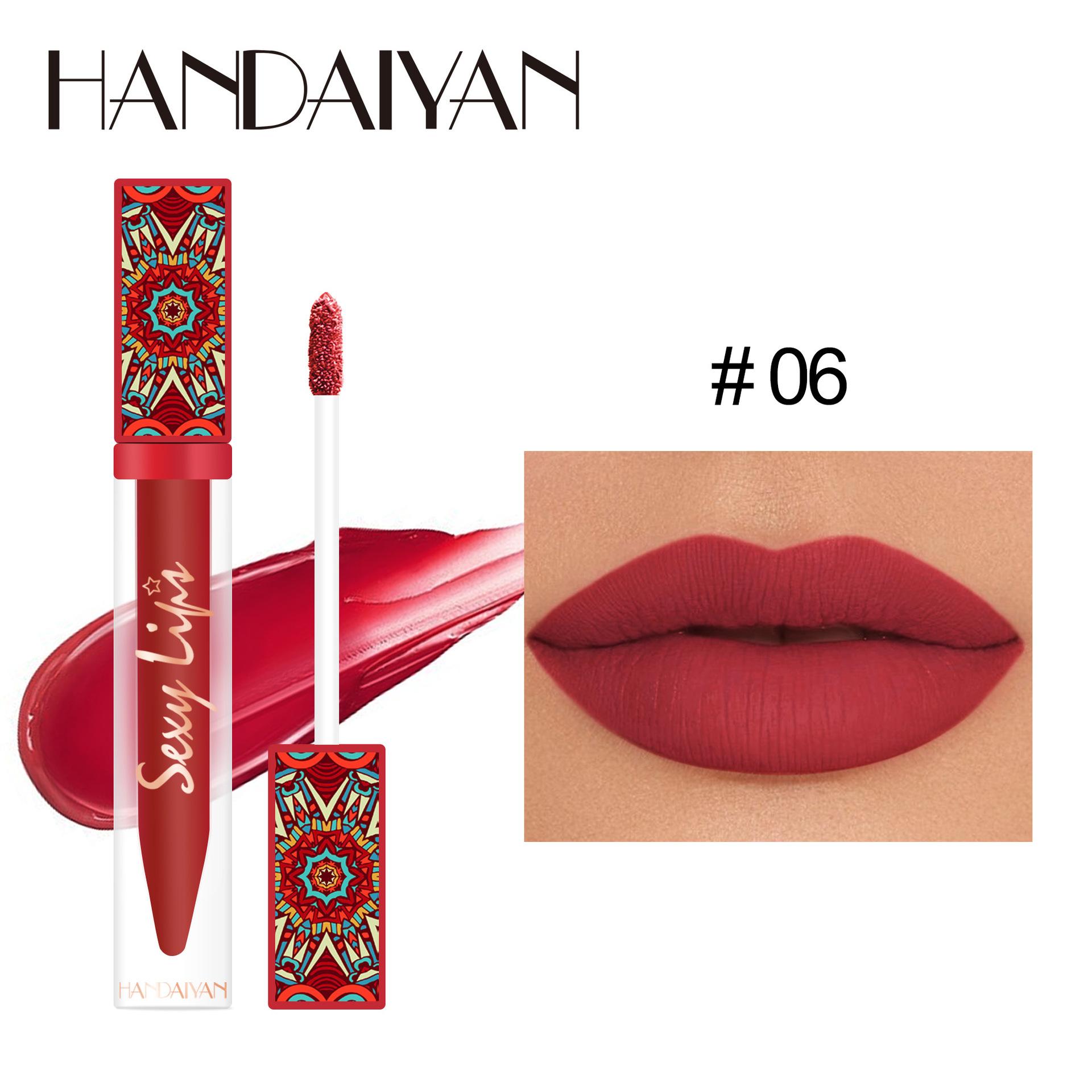 

HANDAIYAN Ferskillende Beker Mat, Soft Mist Lip Ggzevel Samia Styl Long Lipgloss 06