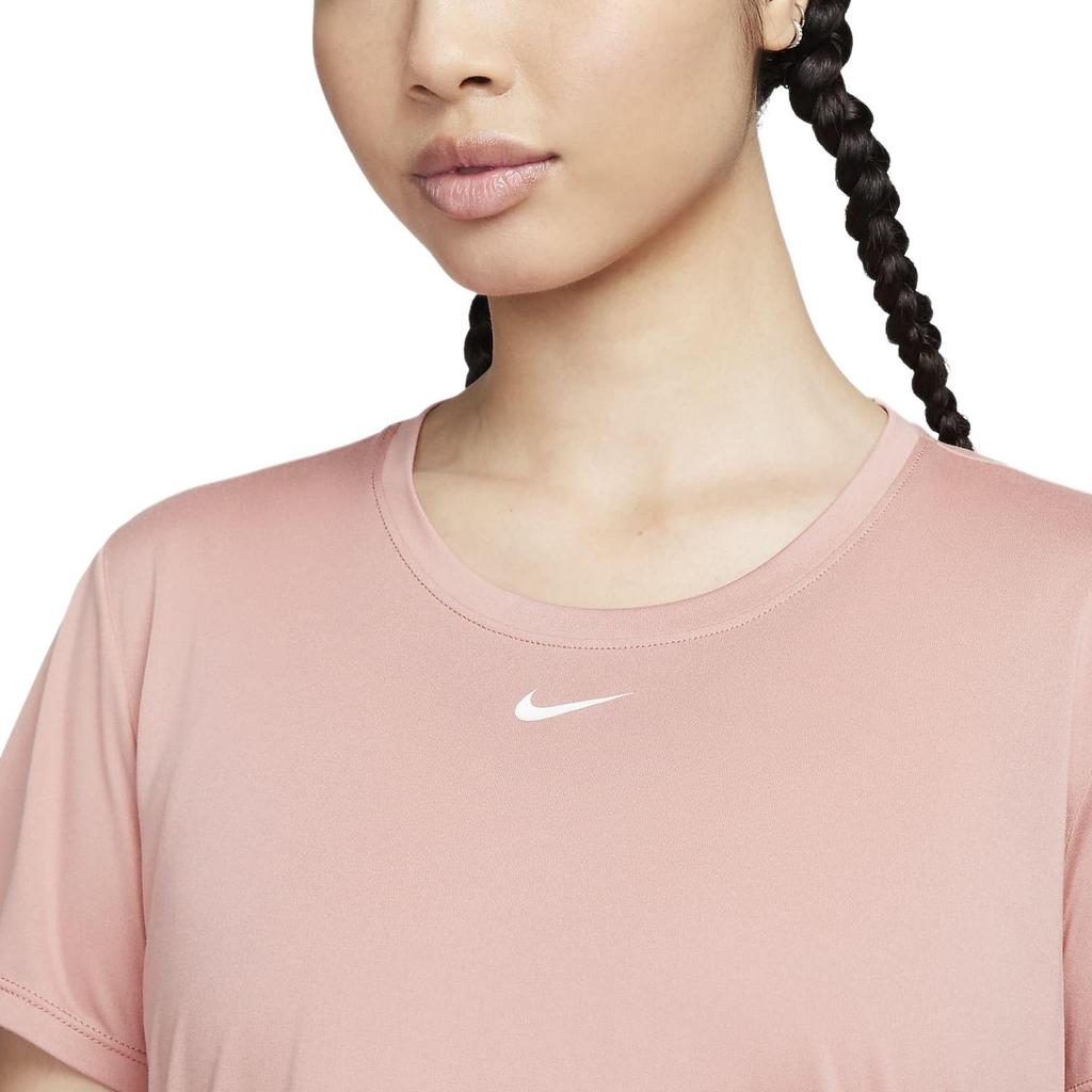 Nike Dri Fit T Shirts Women's Light Pink Crew Neck Moderate Straight Fit DD0639-618