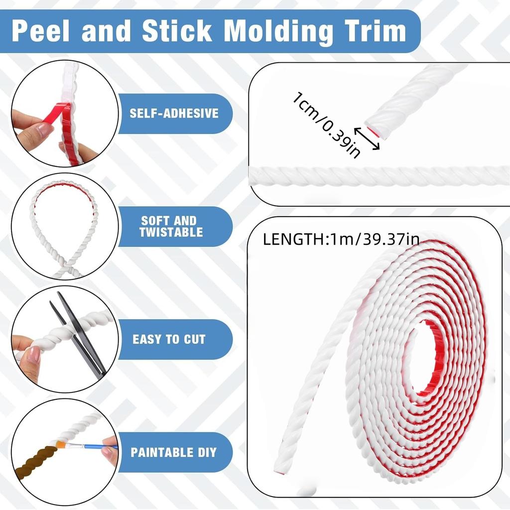 1pc Home Decoration PVC Self-Adhesive 3D Wall Molding Line Ceiling Baseboard Background Wall Trim Line Frame Border Decor Strip