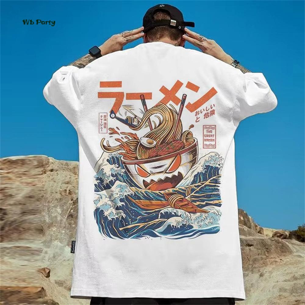 Japanese Ukiyo-E Men's T-Shirt Yin Yang Fish Printed Short Sleeve T-Shirt Oversized Casual Tops Summer Fashion Outdoor Clothing
