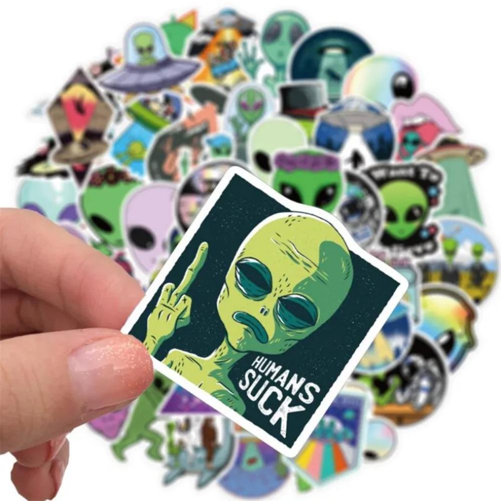 50PCS New Alien Cartoon Graffiti Boy Toy Luggage Laptop Helmet Waterproof Without Leaving Glue Stickers