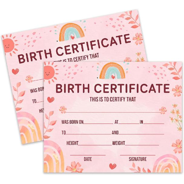 Birth Certificate for New Baby, Boho Rainbow Baptism Certificates for Church, 25 Pack Baby Dedication Certificates, Certificates of Baby Christening