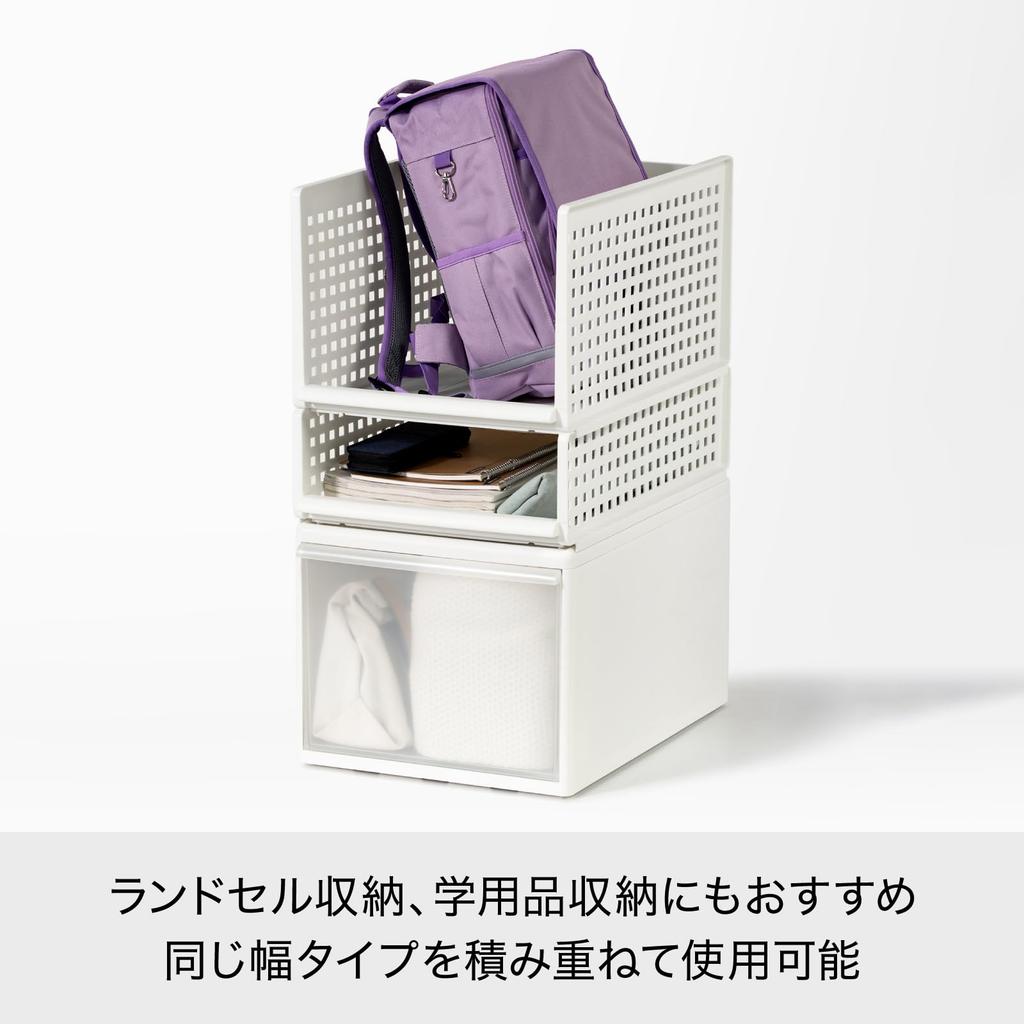 Storage Combinable Storage Wide Made in Metal Closet Clothing School Randoseru Wagon Like-it Box, Tray, S, White, MOS-16, Japan, Approx. 18.5" Deep,