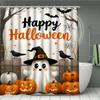 Glückliche Halloween Duschvorhang Set 3D Druck Wasserdicht Polyester Stoff Badezimmer Vorhang Haus Badezimmer Halloween Dekoration Mit 12 Haken