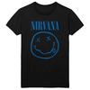 Nirvana T Shirt Blue Smile Band Logo New Official Mens Black