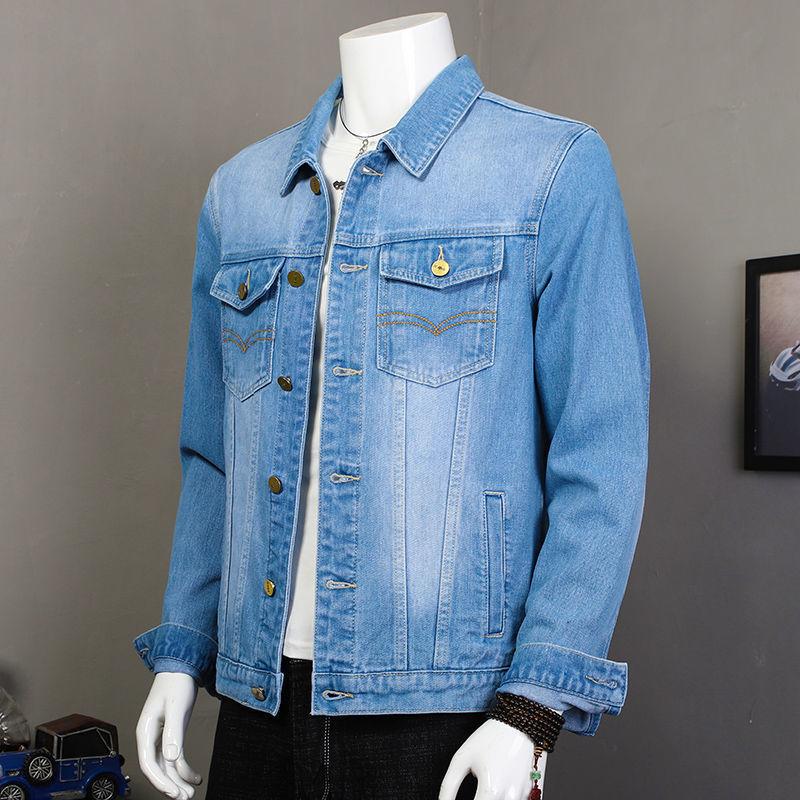 Denim Jacket Men's Casual Youth Large Size Denim Jacket Men's Jacket Work Wear Spring and Autumn Tops and Coats for Outer Wear