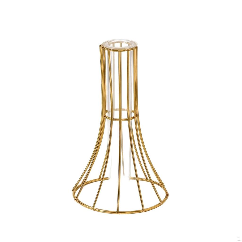 Glass Vase with Metal Frame Transparent Wire Tabletop for Living Room, Office Desk,