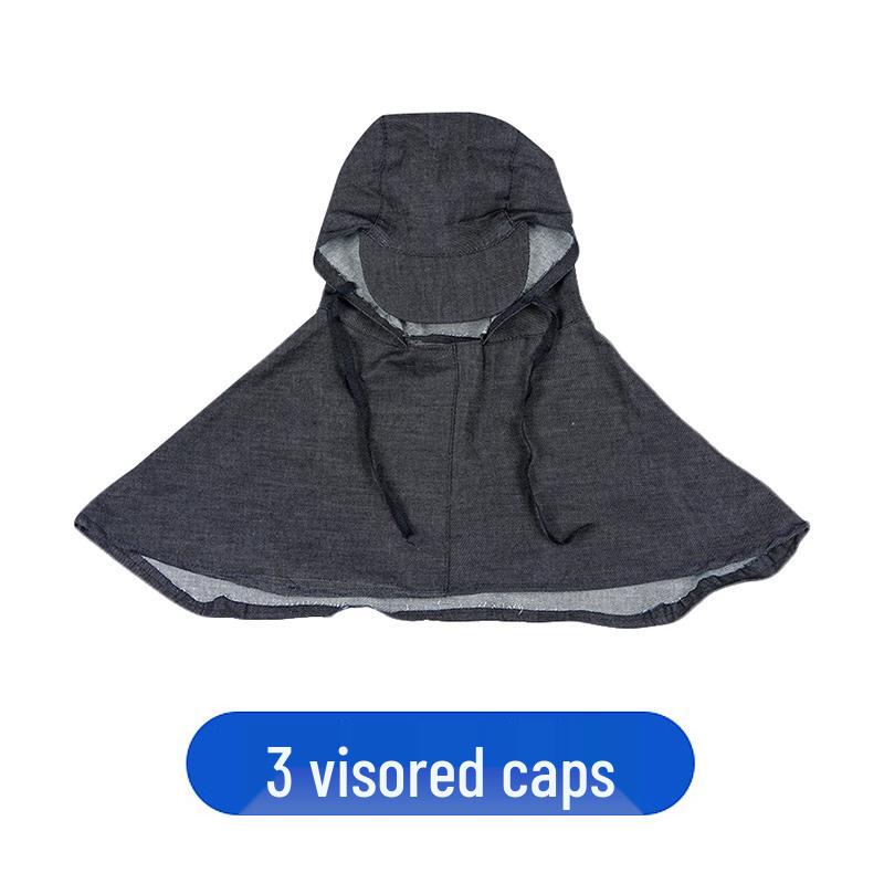 Unisex Durable Denim Summer Hood with Removable Shawl for Industrial Work