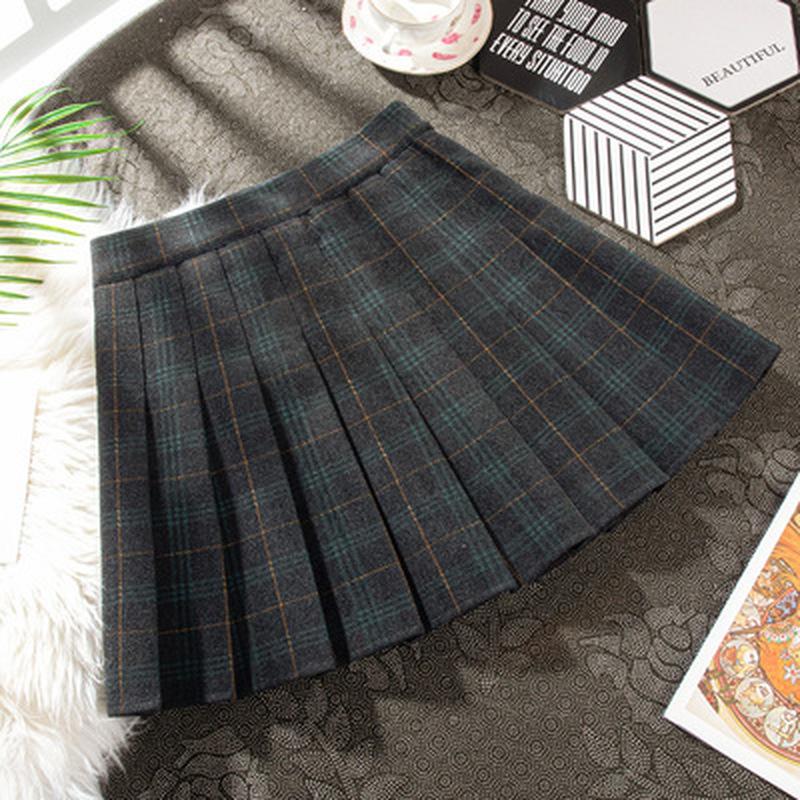 SCIONE Women's Skirt Woolen Pleated Skirt High Waist A-Line Plaid Sexy Bottoming Girl's Cute Skirt
