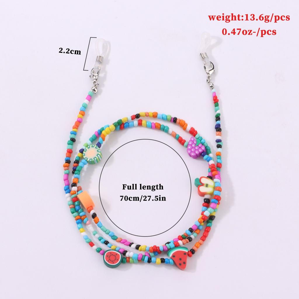 Multi-element Fruit Shape Rice Bead Glasses Chain, Fashionable and Colorful Mask, Non-slip Lanyard
