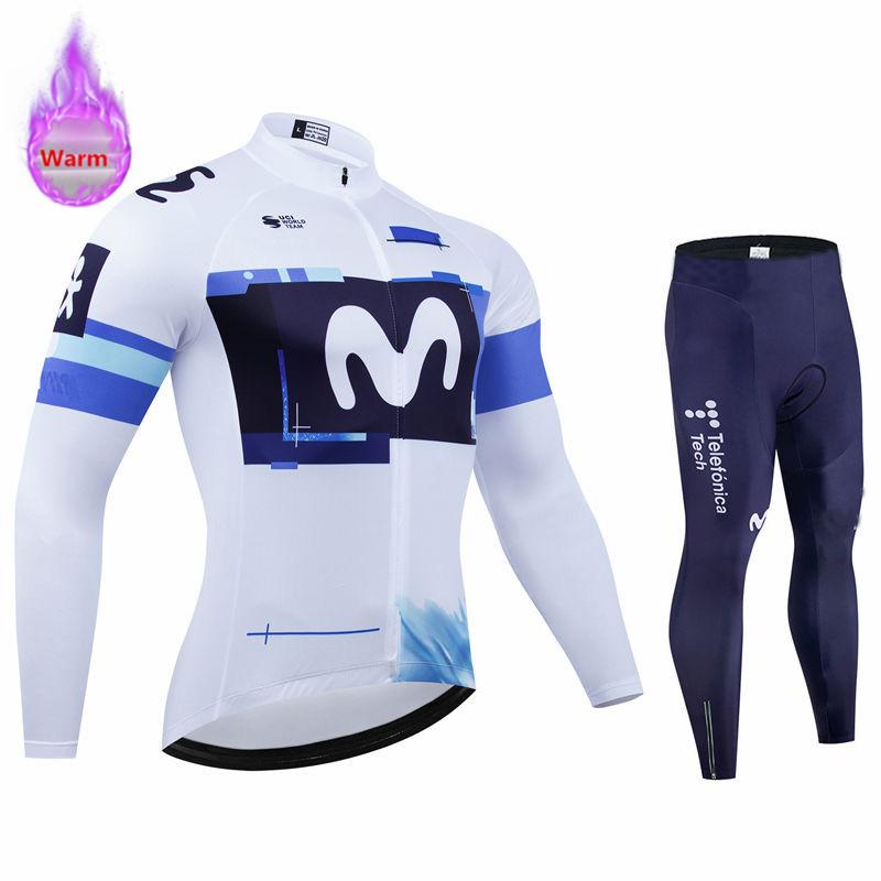 2026 Movistar Pro Winter Cycling Set Thermal Fleece Bicycle Clothing Long Sleeve Jersey Road Bike Clothes Ropa Ciclismo MTB Uniform