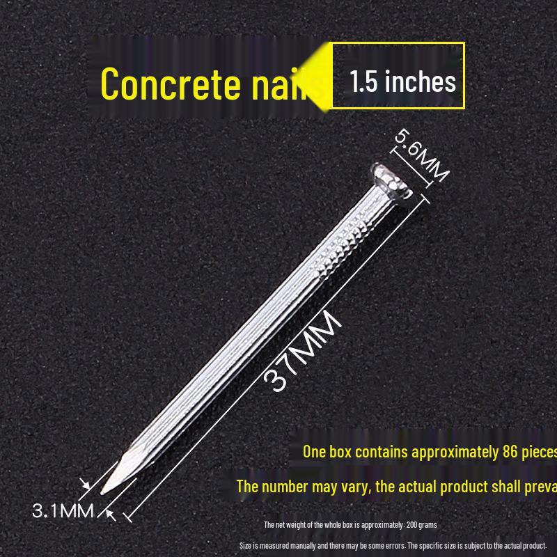 Concrete and Woodworking Nails: Round Steel and Iron Nails for Walls and Picture Frames.