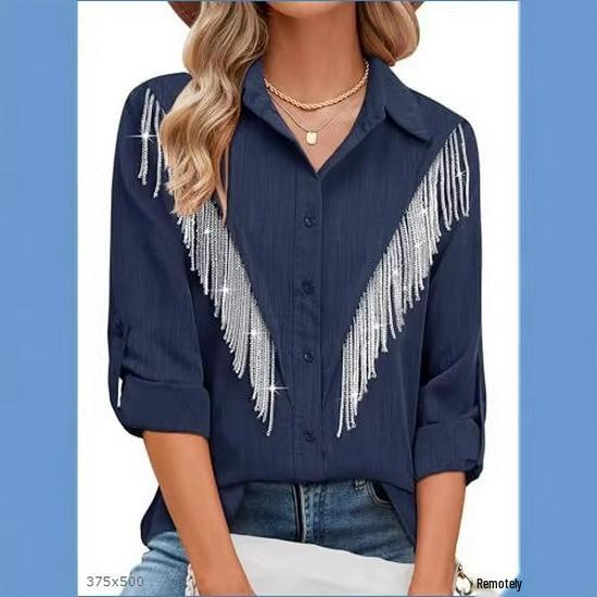 Summer Women's Unique Vertical Stripe Print Long Sleeve Shirt