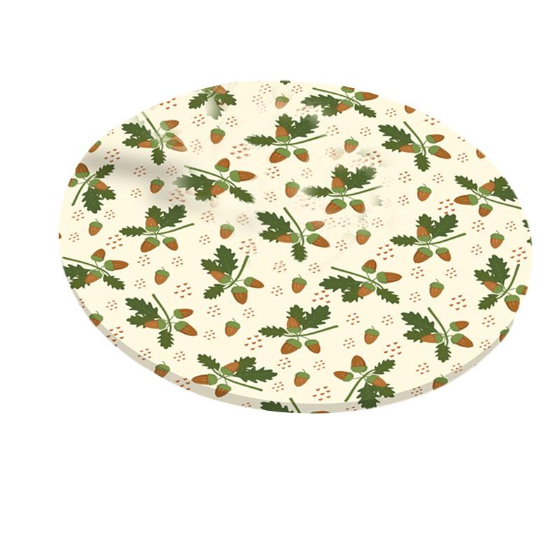 Round Table Cover Waterproof Dustproof Plant Printing Elastic Band Tablecloth Wedding Party Table Cover Kitchen Dining Decor