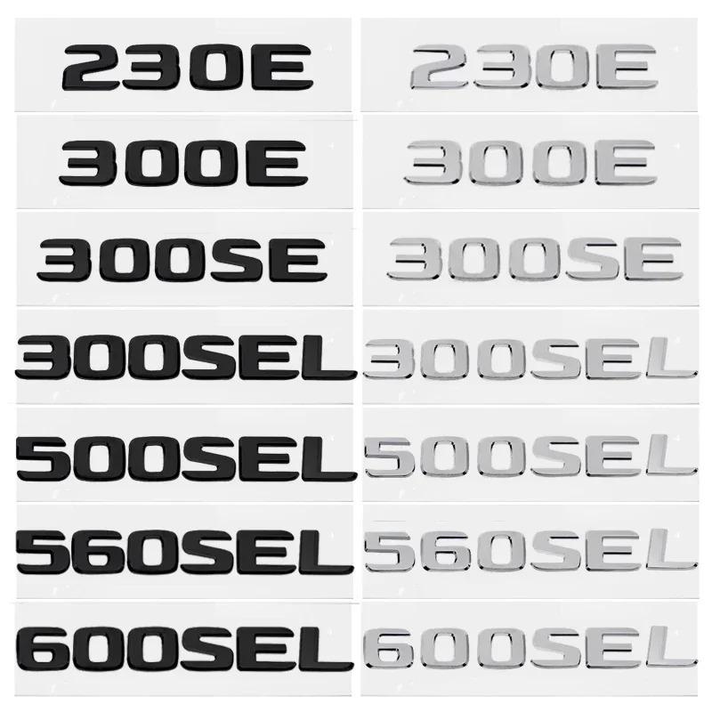 3D ABS Zadní kufr auta Písmenný znak Číslo karoserie Znak Samolepka pro Mercedes Benz 230E 300E 300SEL 300SE 500SEL 560SEL 600SEL
