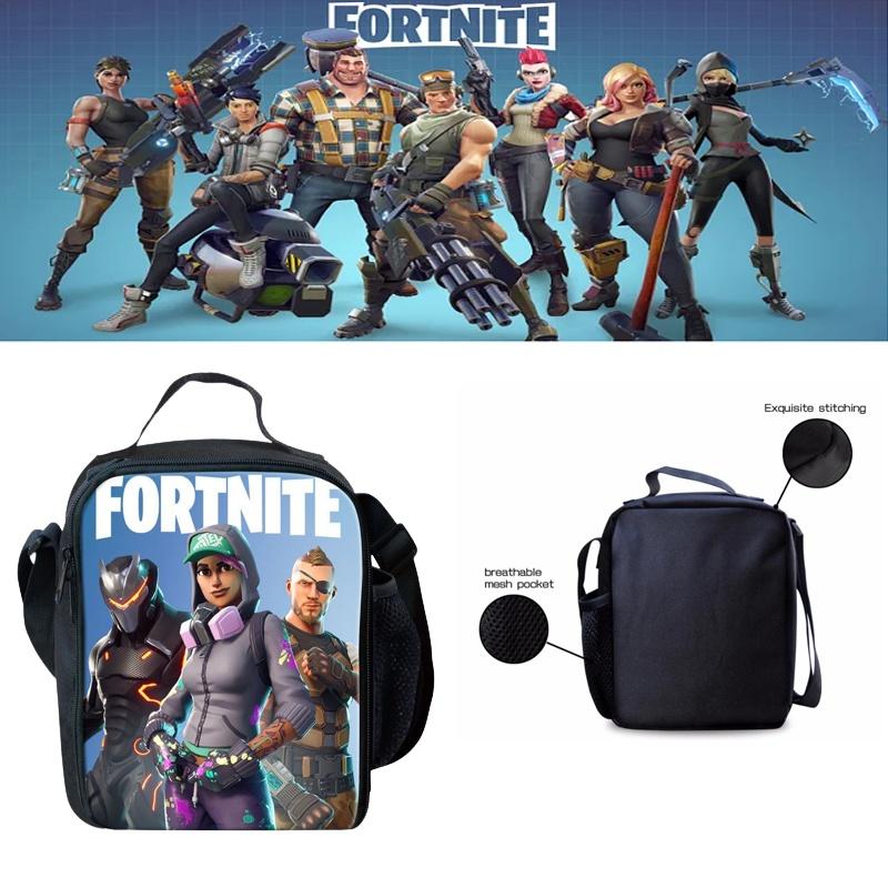 Borsa termica per il pranzo Fortnite per studenti, picnic all'aperto, tracolla regolabile, cerniere lisce incluse