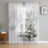 Christmas Snow Land Tree Snowflake TCurtains For Living Room Bedroom Kitchen Decoration Window Tulle Curtain
