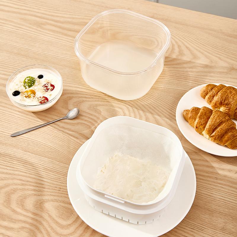 Rotating Yogurt Filter Whey Separator, Reusable Fine Mesh Strainer with Press Device for Thick Greek Yogurt, Cheese & Sour Cream
