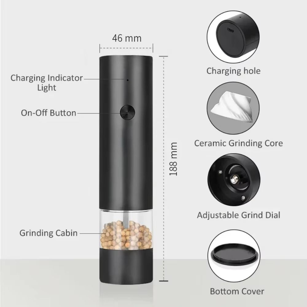 Large Capacity Electric Spices Grinder Ceramic Core Grinding Bottle Kitchen Grinding Tool  Cooking