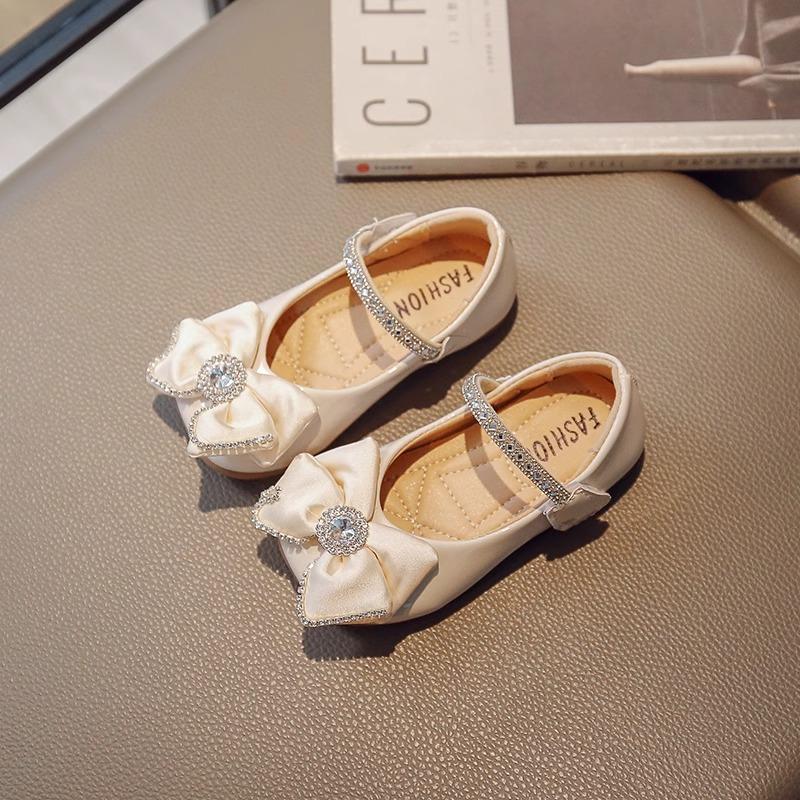 Children's Leisure Princess Shoes Autumn New Bow Girl's Little Leather Shoes Soft Sole Anti slip Little Girl Single Shoes