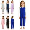 Anti-Strip Reißverschluss hinten Jumpsuit für Kinder mit besonderen Bedürfnissen Color Block Rundhalsausschnitt Langarm Adaptiver Body für einfaches Anziehen