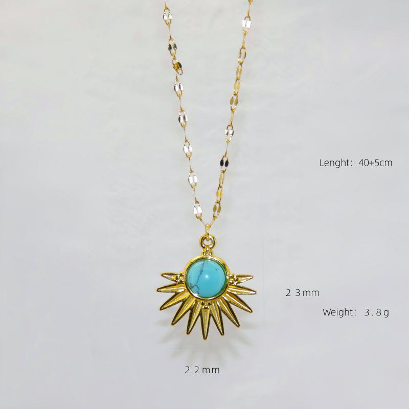 Elegant Titanium Steel Necklace with Non-Fading Natural Stone and Unique Design