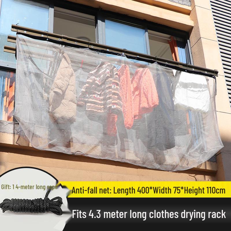 Retractable Outdoor Clothes Drying Rack with Anti-Drop Mesh Bag and Protective Quilt Net Cover