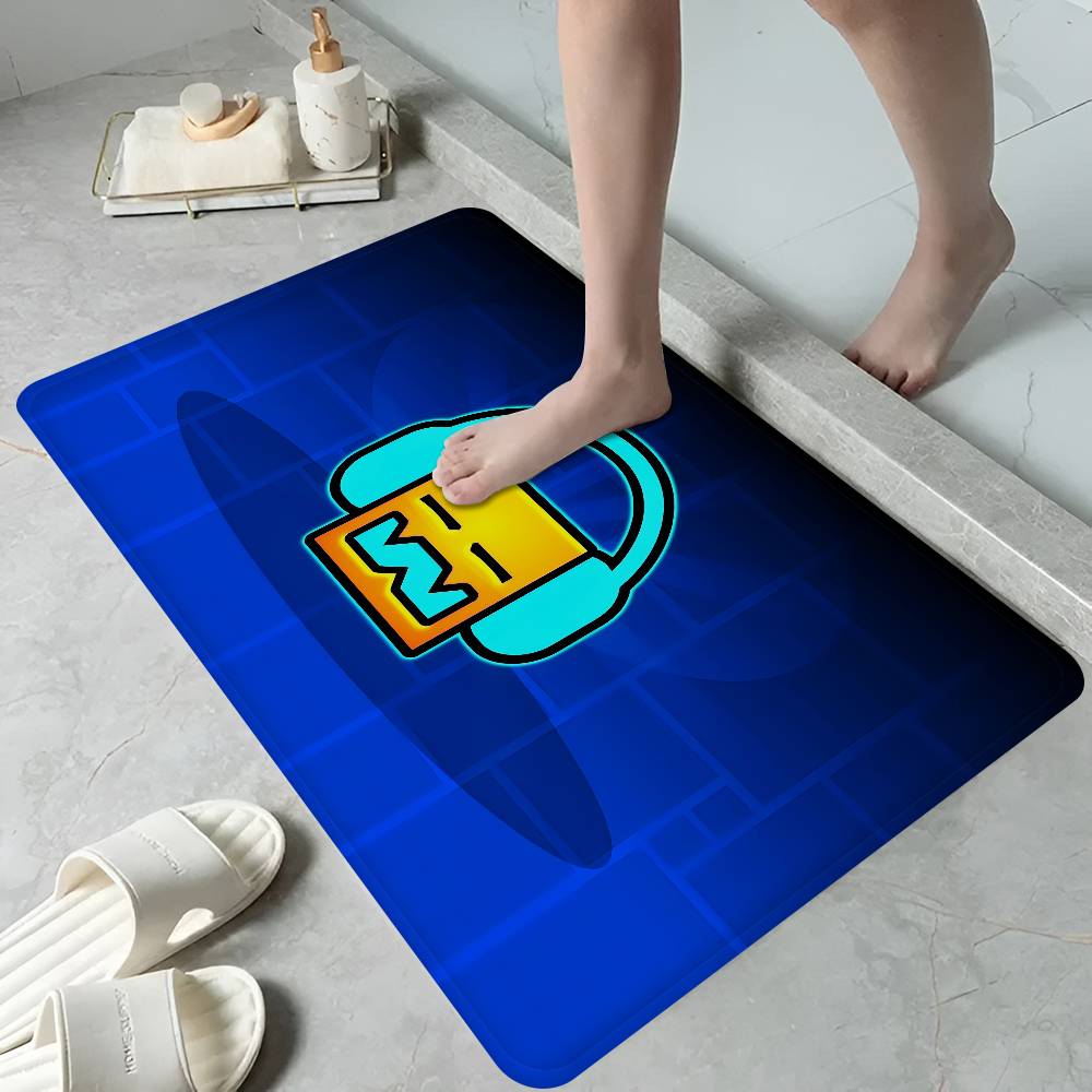 Cartoon Geometry Dash Video Game Kitchen Mat Kids Room Bedroom Decoration Balcony Anti-Slip Doormat Living Room Alfombra