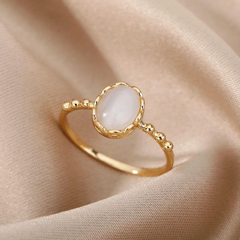 Stainless Steel Sun Star Moon Ring for Women 18K Gold-plated Anti Fading Rings Wedding Golden Jewelry Vacation Accessories Gift