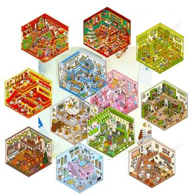 Autocollants de Paysage 3D DIY Scène de Cabane Miniature Autocollant Classe d'Enfants Camarade de Classe Festival Mignon Cadeau de Noël
