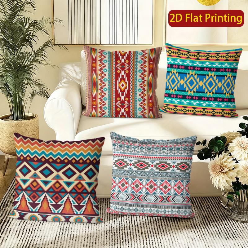 Bohemian Geometric Ethnic Style Pillow Covers Pattern Cushion Cover Suitable For Sofa Bedroom Car Pillow Cover