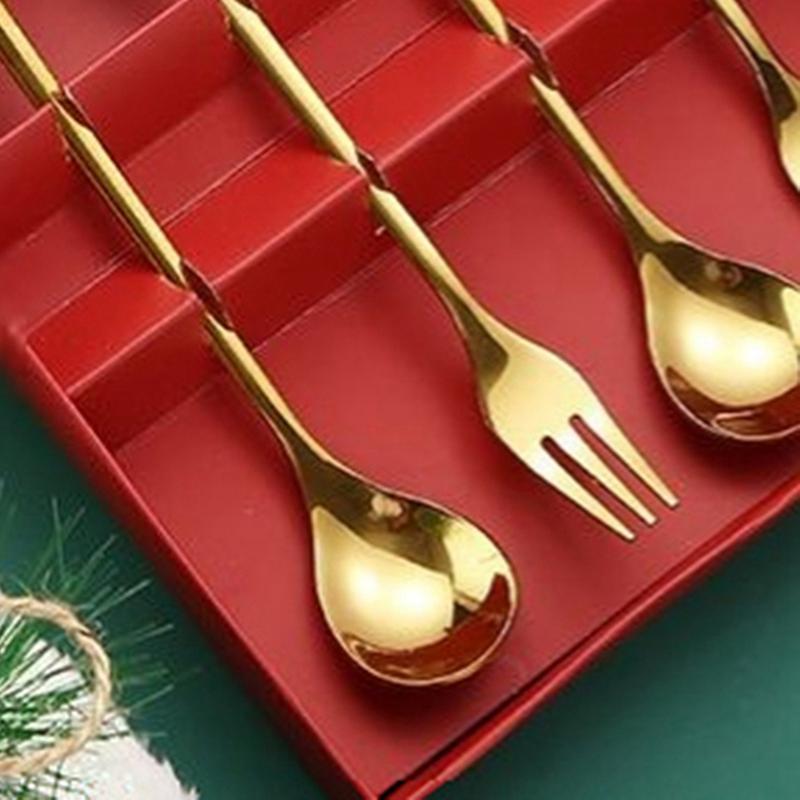 Christmas Set Gift Tableware Spoon & Fork Set Dessert Spoon Fruit Fork Coffee Spoon Tableware Set