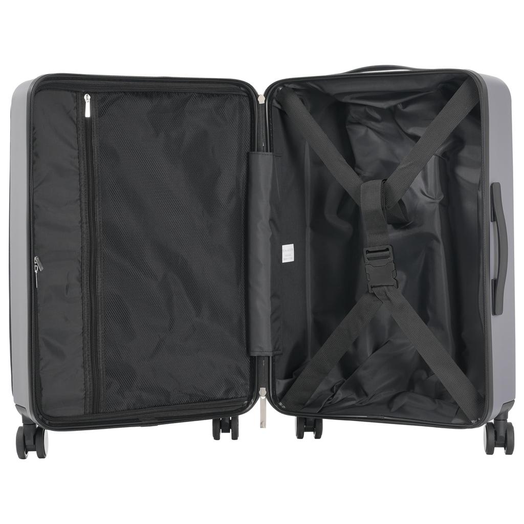 Zestaw walizek 3-częściowy Twarda skorupa, rozszerzalny, Wózek Otwieranie z przodu, Zamek TSA, 4x Kółka 360°, Uchwyt teleskopowy, Składany uchwyt na kubek, Antyczny szary