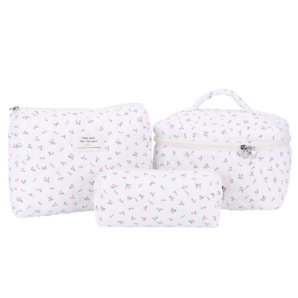 3Pcs Quilted Makeup Bag Cosmetic Organizer Bag Large Capacity Aesthetic Cosmetic Bag Cosmetic Clutch Bag Outdoor Travel Bag