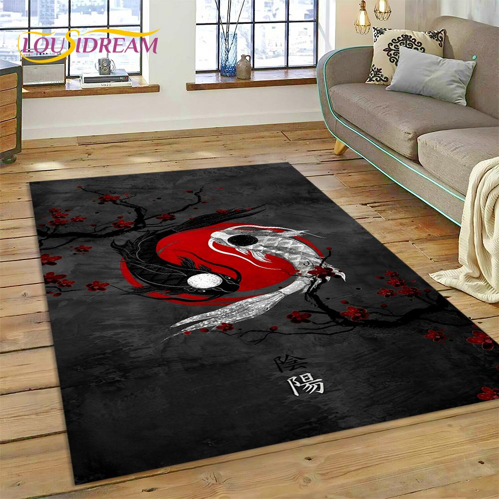 HD Nature Yin Yang 3D Chinese Tai Chi Bagua Rug Carpet for Living Room Bedroom Decor,Non-slip Decoration for Sofa Doormat Gift
