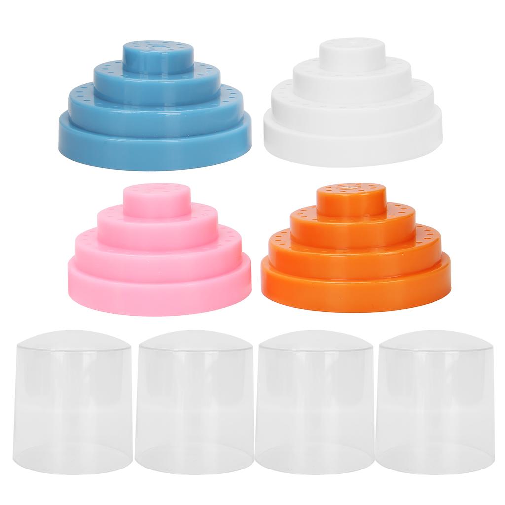 4pcs 48 Holes Nail Drill Bits Display Holders Stand Nail Grinding Head Storage Box