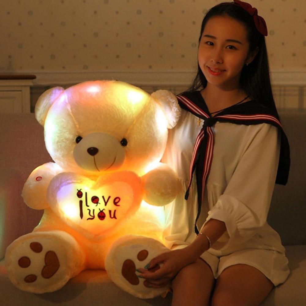 Orsetto di Peluche Luminoso Creativo con LED che si Illumina 50cm Animali di Peluche Giocattolo di Peluche Orsetto Colorato Luminoso Regalo di Natale