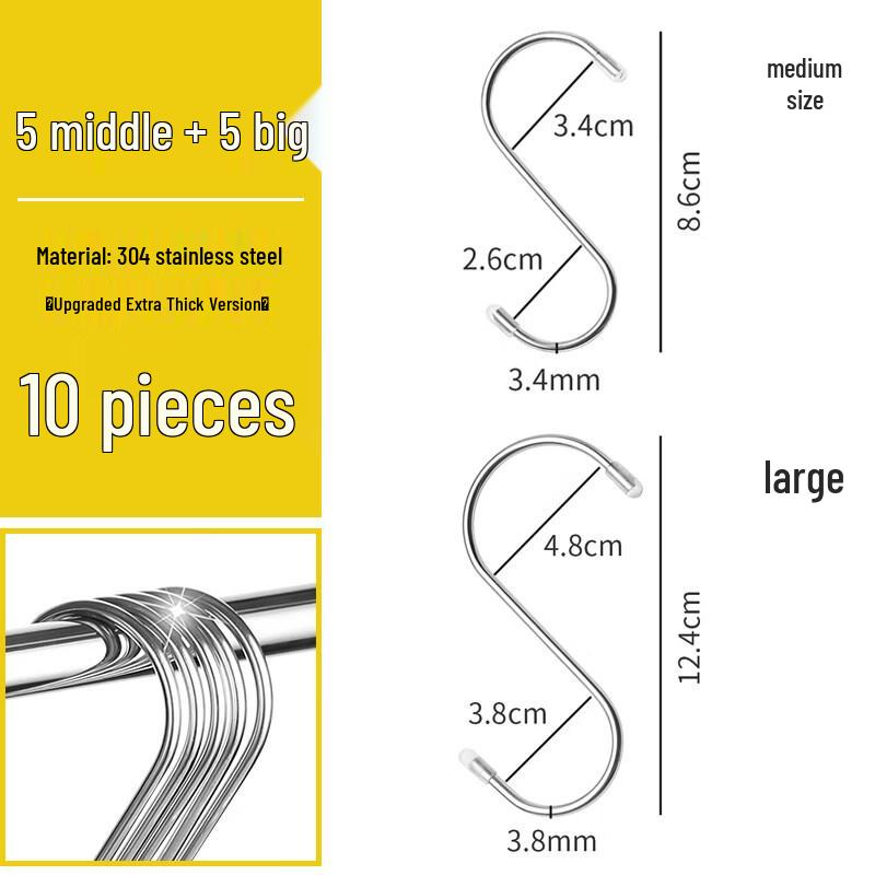 Heavy-Duty Stainless Steel S-Hooks