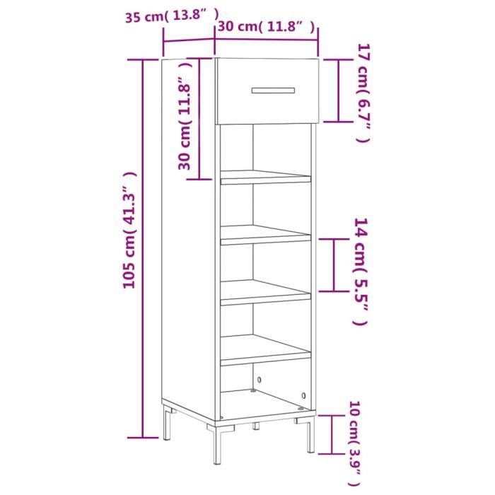VidaXL Shoe Cabinet Black 30x35x105 Cm Engineered Wood 829677