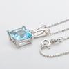 Natural Sky Blue Topaz Pendant 925 Sterling Silver Necklace For Women 9*9mm Ladies Pendant Necklace Girl Birthday Gift Wholesale