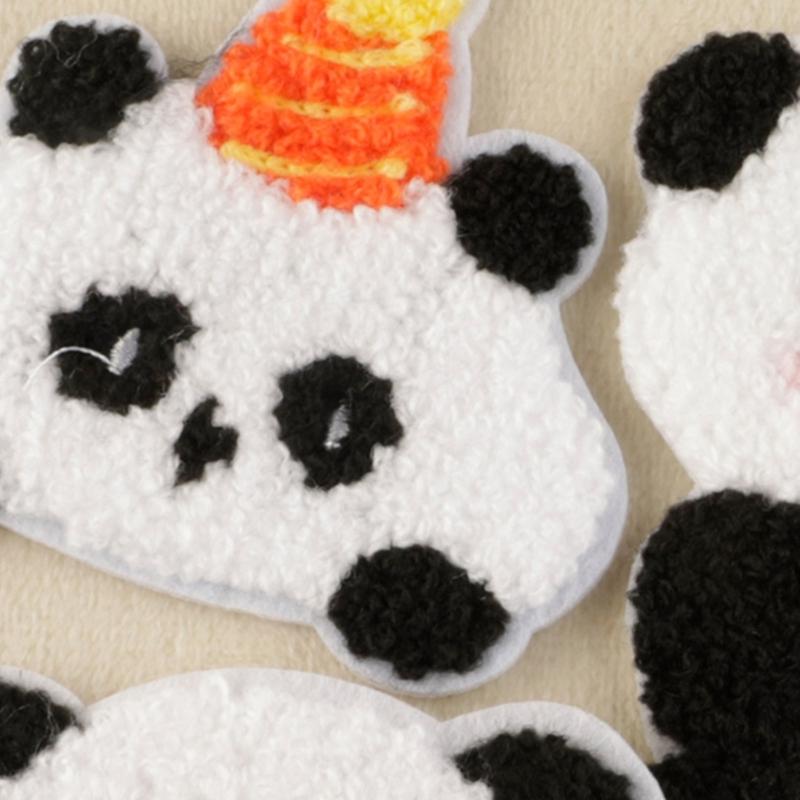 4Pieces Panda Theme Patches Iron On/Sewing On Cartoon Appliques For Personalizing Caps And Shoes Bags Great For All Ages