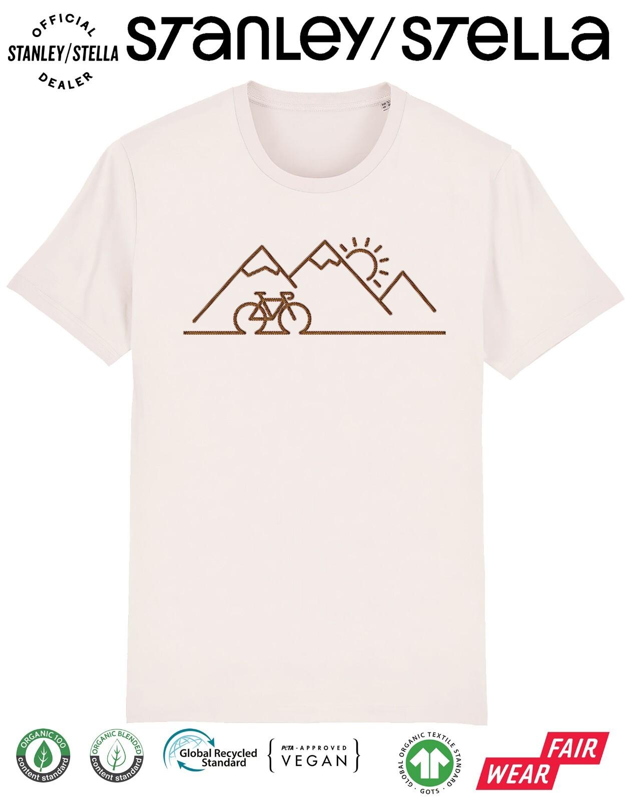 Mens Cycling T-Shirt Mens Womens Tees Top - Scenic Mountains Line art - Cyclist Bike Bicycle Clothing S